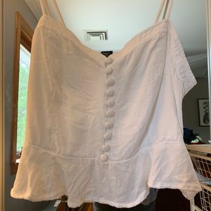 White cropped button up tank top